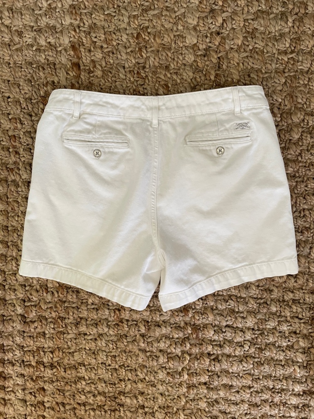 Lauren Ralph Lauren White Denim Shorts Size 12 Classic Flat Front Summer - Picture 6 of 8